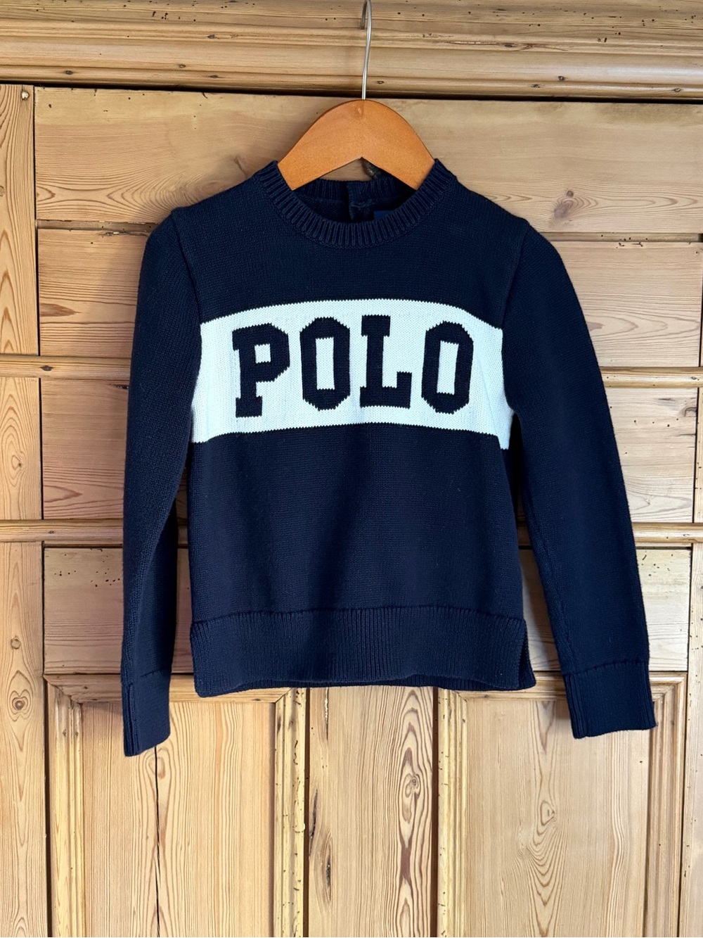 Polo by Ralph Lauren Navy and White Logo Knit Sweater